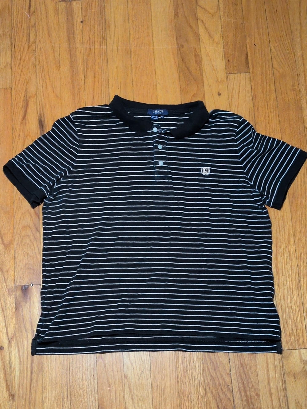 Chaps men's 100% cotton Black & White Striped Henley Polo XL